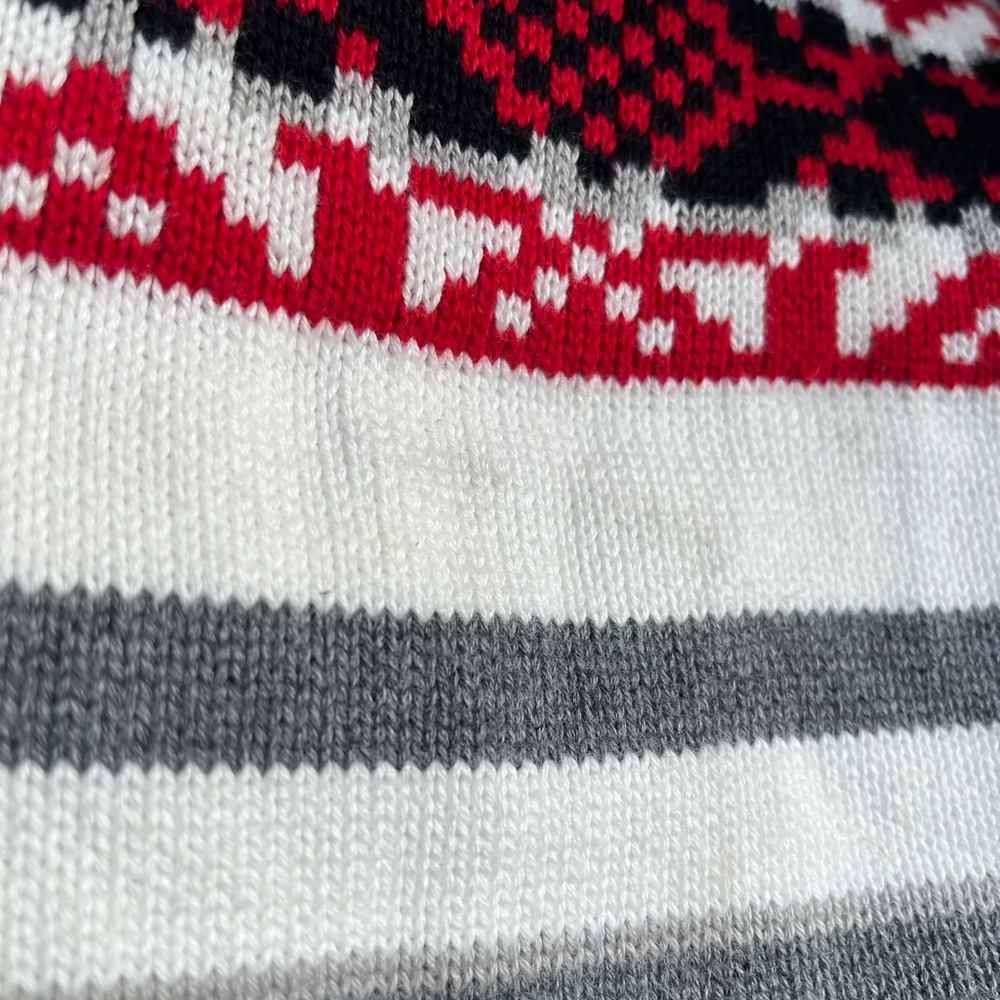 Hanna Andersson Red White Black Fair Isle Quarter Zip Cotton Sweater 150 L 10/12 - Picture 7 of 7